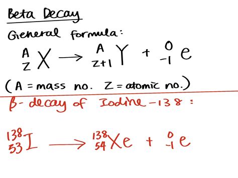 beta decay equation|Write the equation for the beta decay of Iodine.